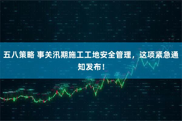 五八策略 事关汛期施工工地安全管理，这项紧急通知发布！