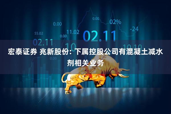 宏泰证券 兆新股份: 下属控股公司有混凝土减水剂相关业务